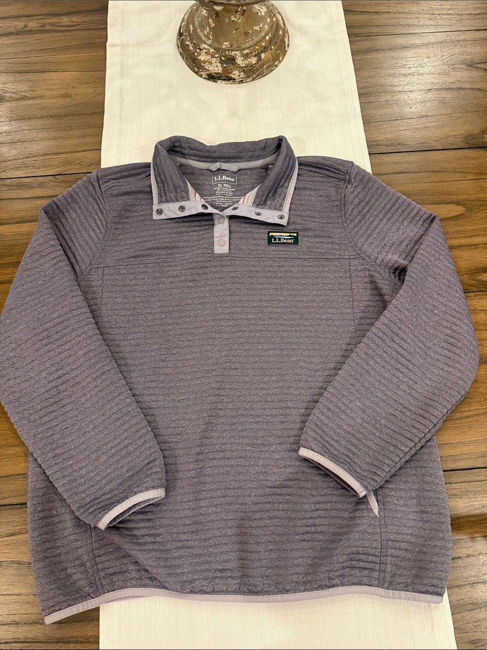 L.L. Bean Women’s Purple Quilted Snap-Placket Pullover • Size XL • Flawless NEW